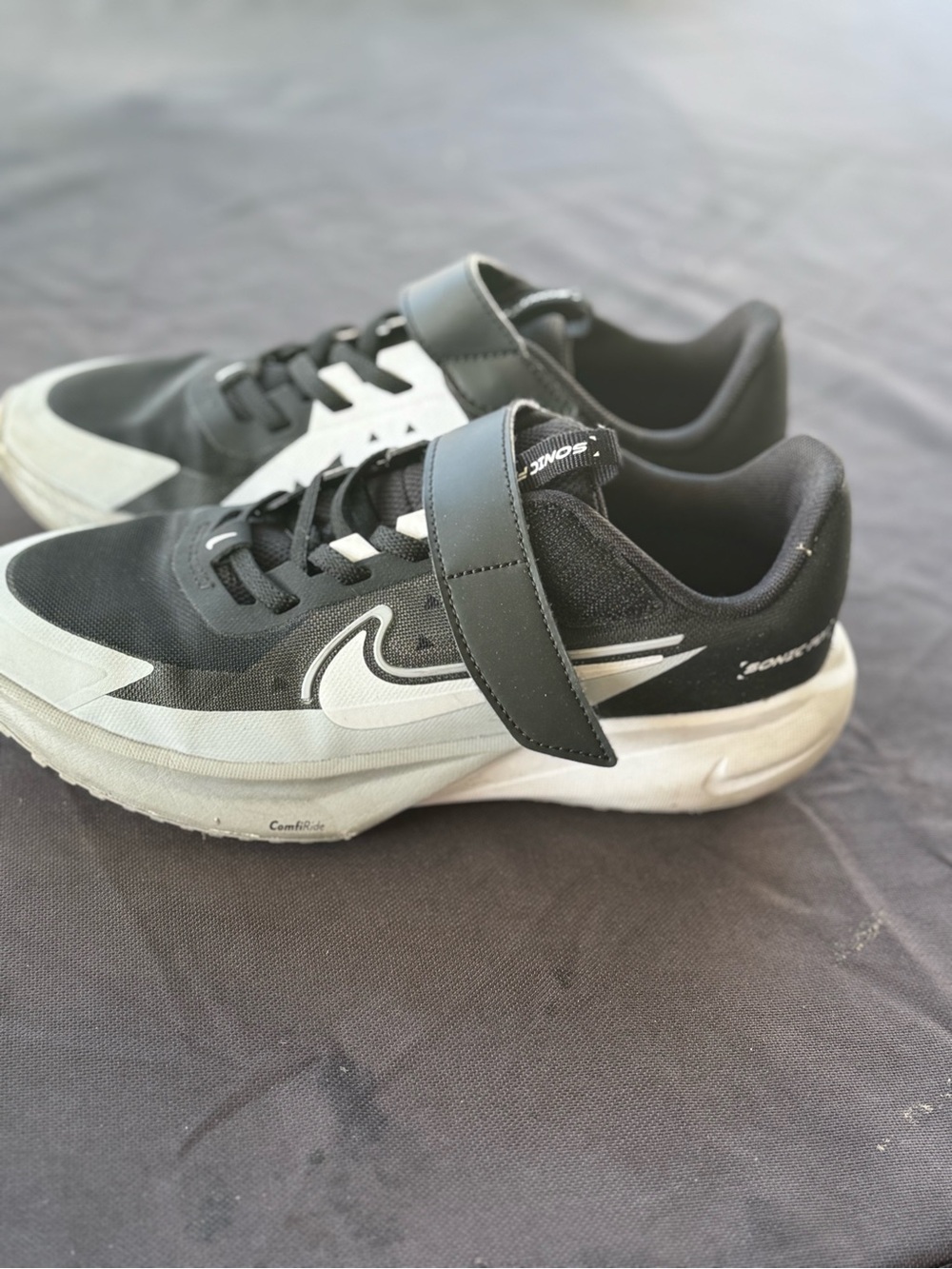 Nike Black and White Kids Strap Sneakers